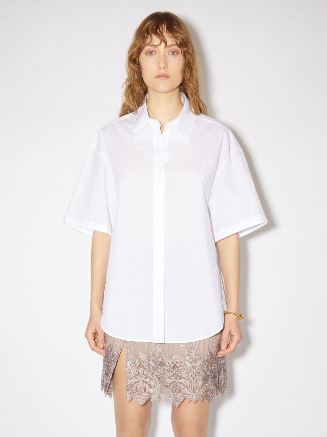 Acne Studios Shirts Skjorte | Embroidered Button-Up Shirt White