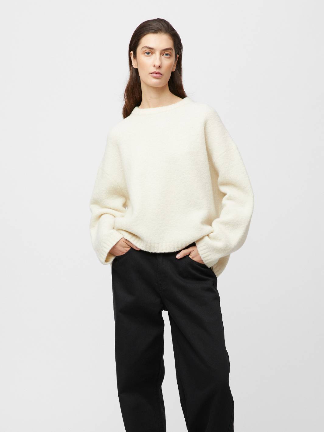 Fall Winter Spring Summer Sweaters Genser | Boucle Cocoon Roundneck Cream