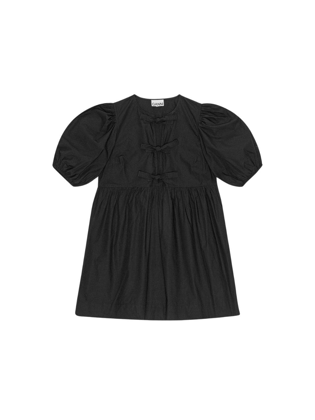 Ganni Dresses Kjole | Cotton Poplin Tie String Mini Dress Black