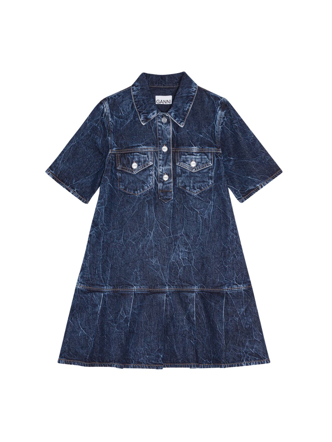 Ganni Dresses Kjole | Crinkled Future Denim Mini Dress