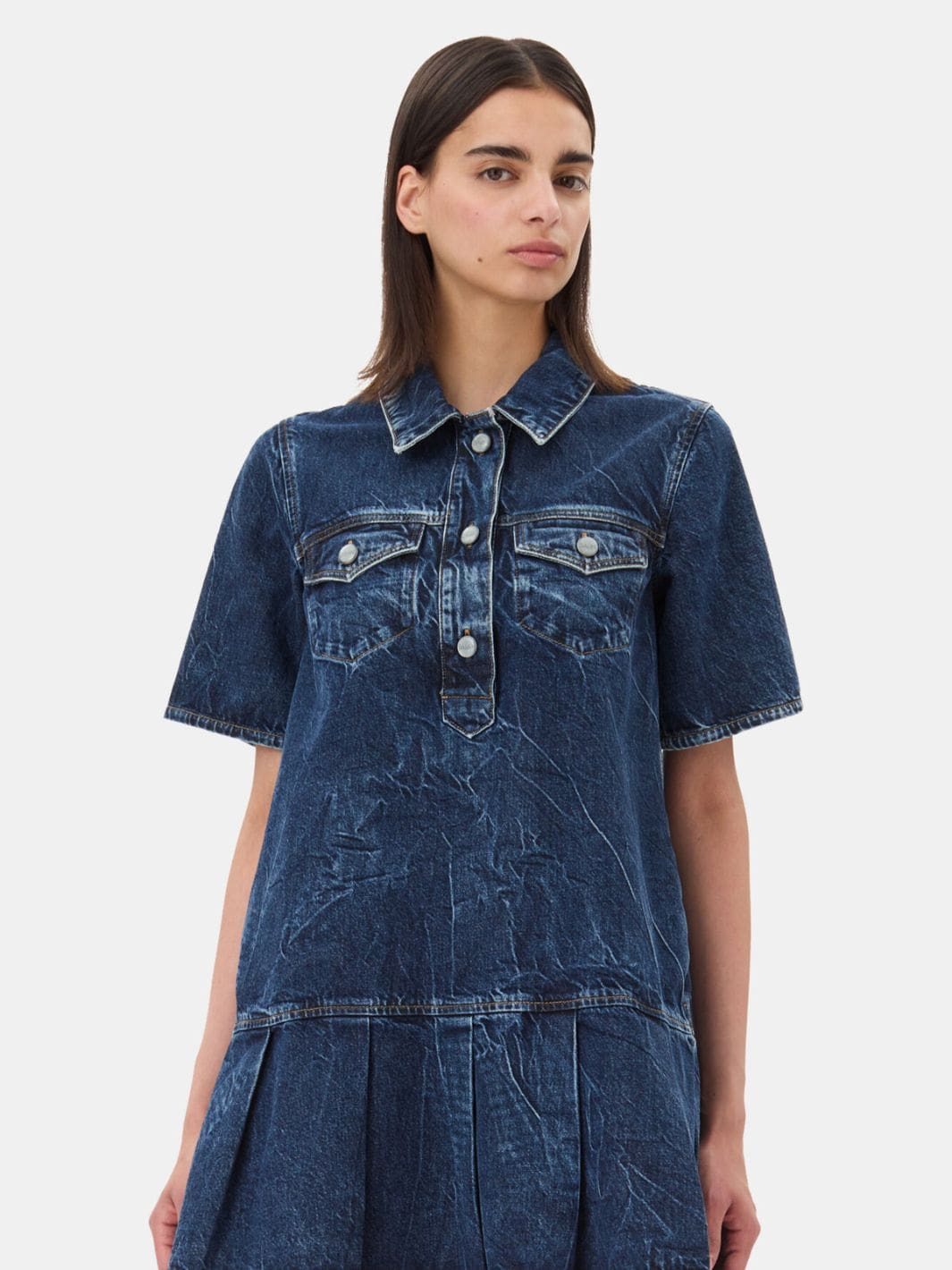 Ganni Dresses Kjole | Crinkled Future Denim Mini Dress