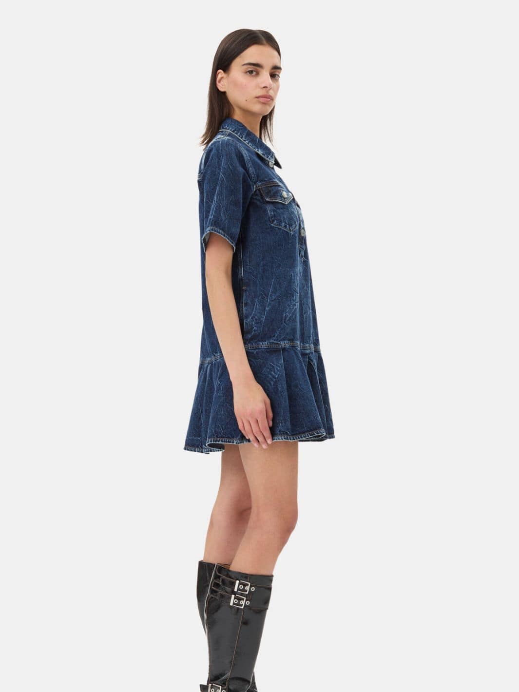 Ganni Dresses Kjole | Crinkled Future Denim Mini Dress