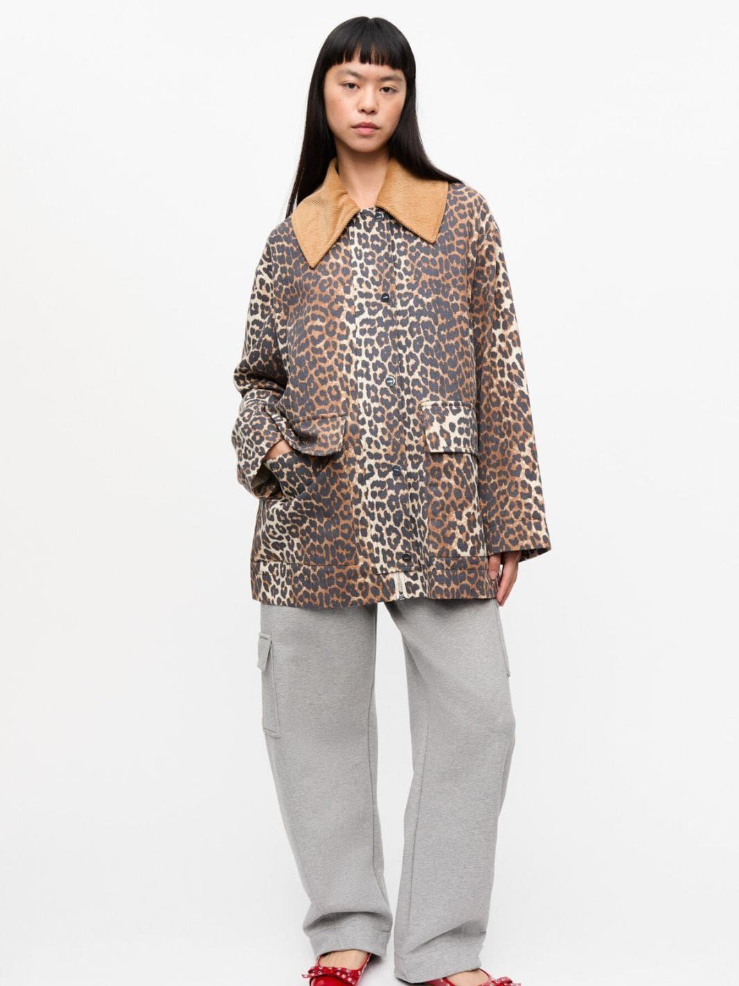 Ganni Jackets Jakke | Printed Canvas Midi Jacket