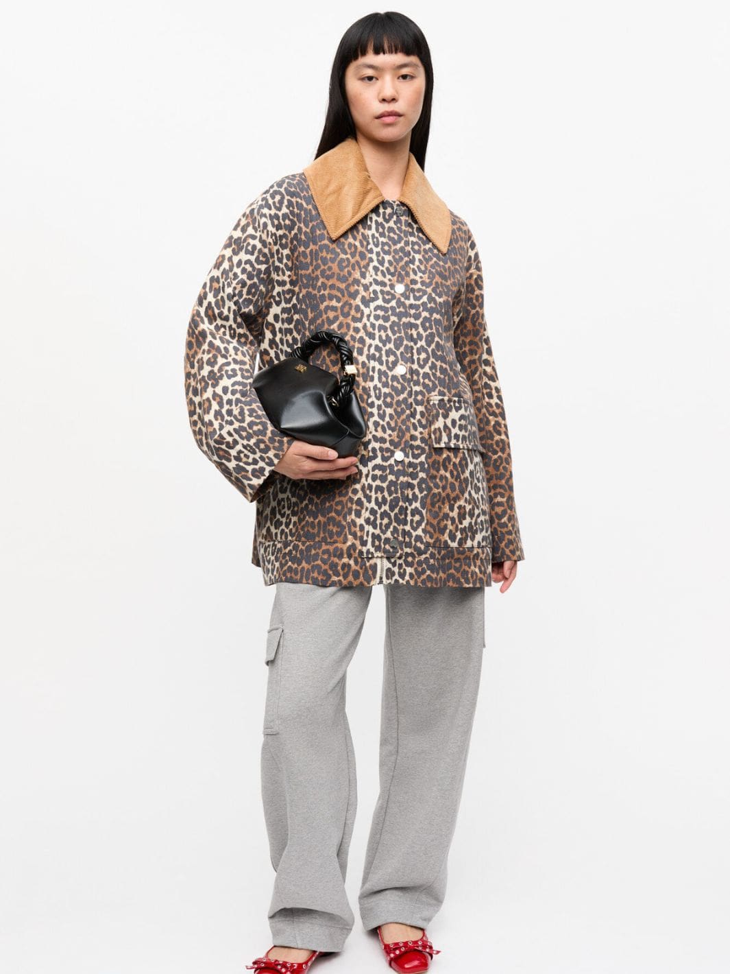 Ganni Jackets Jakke | Printed Canvas Midi Jacket