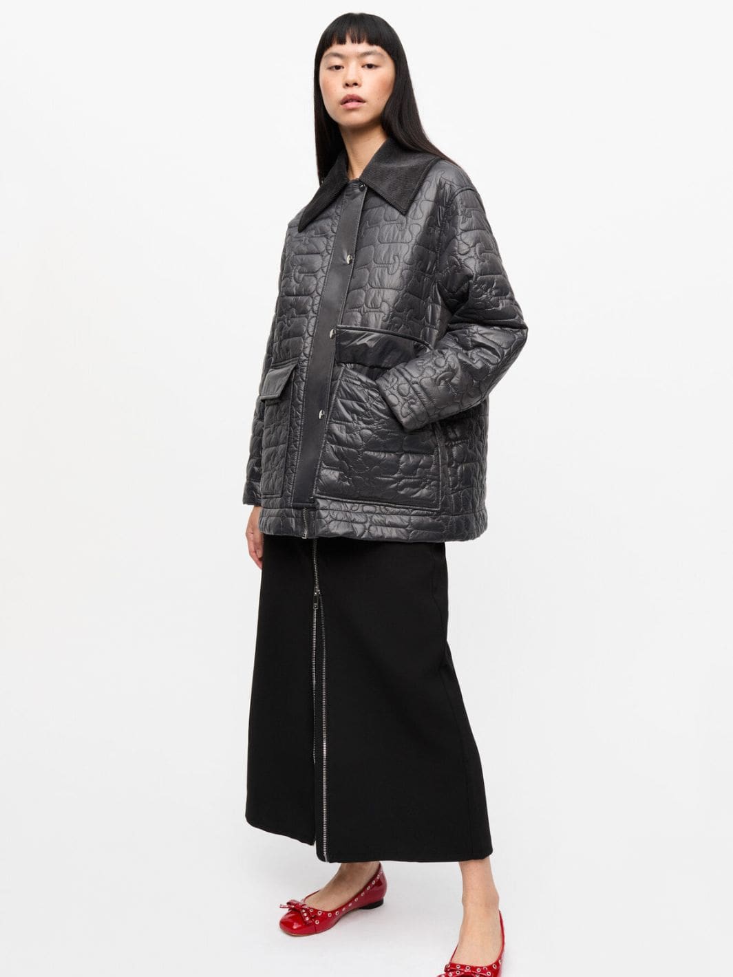 Ganni Jackets Jakke | Shiny Quilt Midi Jacket