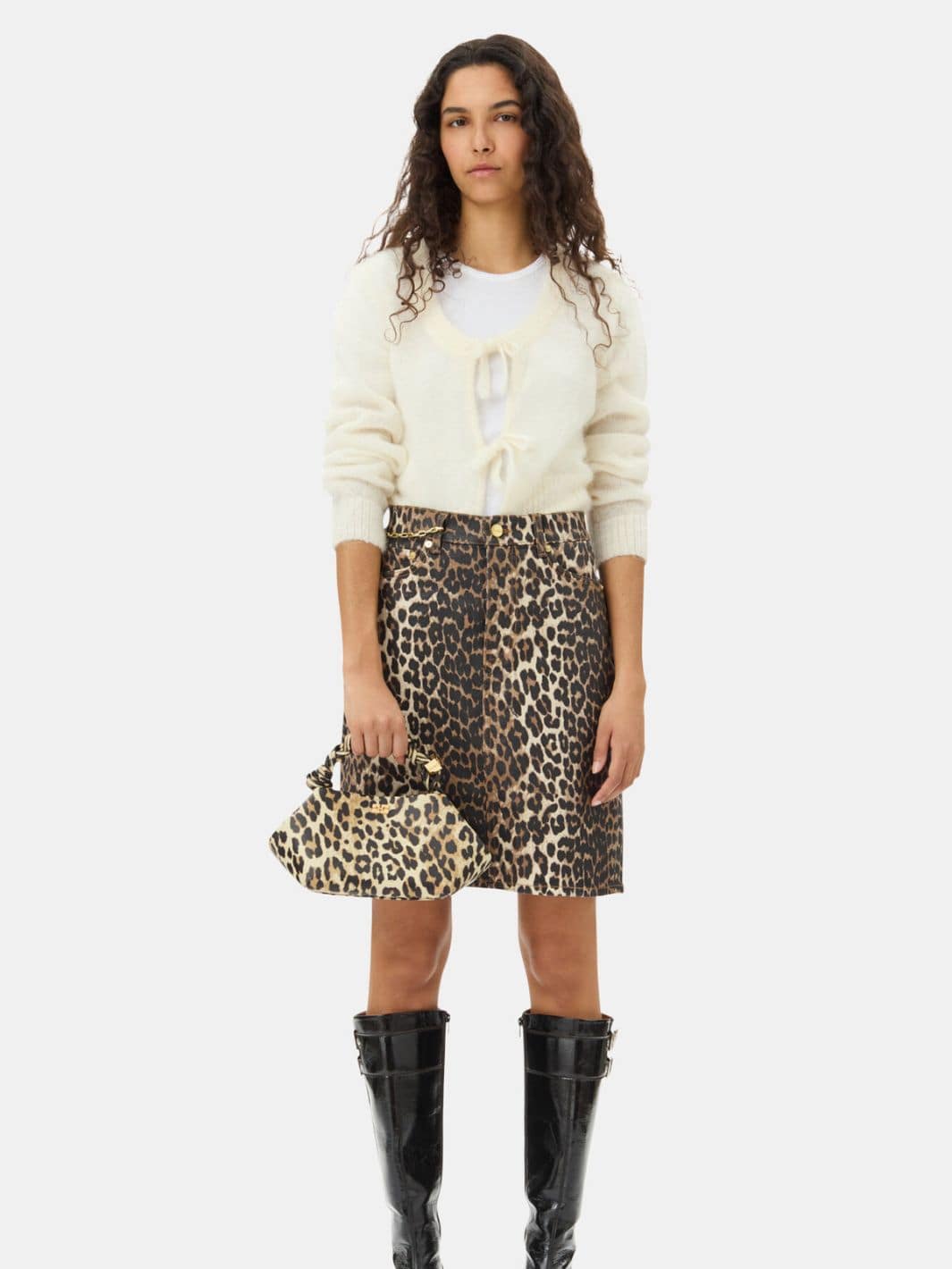 Ganni Skirts Skjørt | Foil Print Denim Skirt Leopard