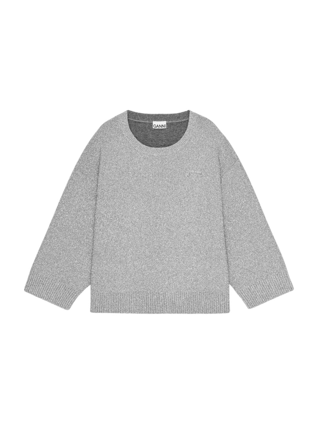 Ganni Sweaters Genser | Sparkle Doubleface O-Neck Silver