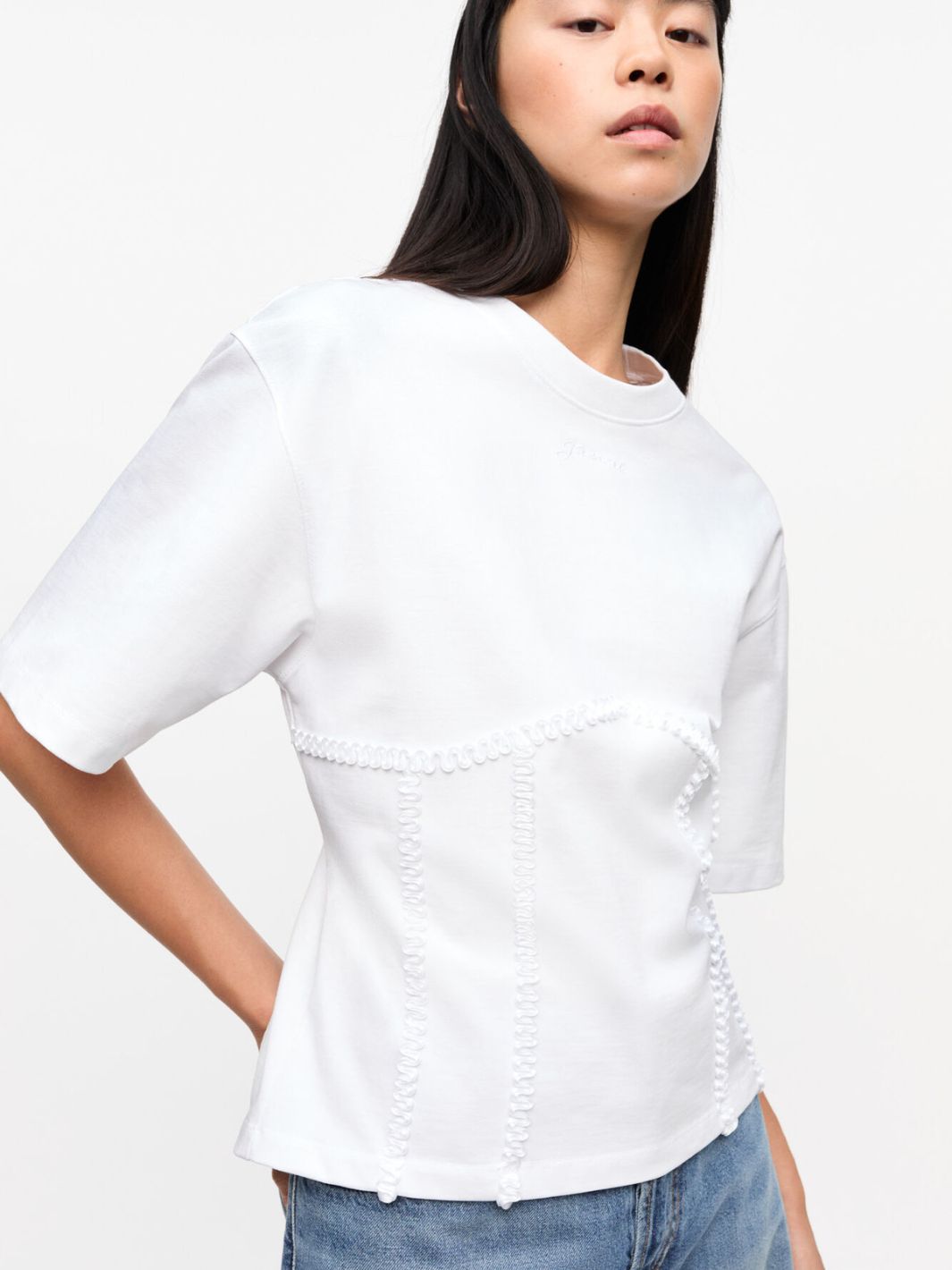 Ganni Tees & Longsleeves Topp | Heavy Cotton Tie Back Waisted T-Shirt