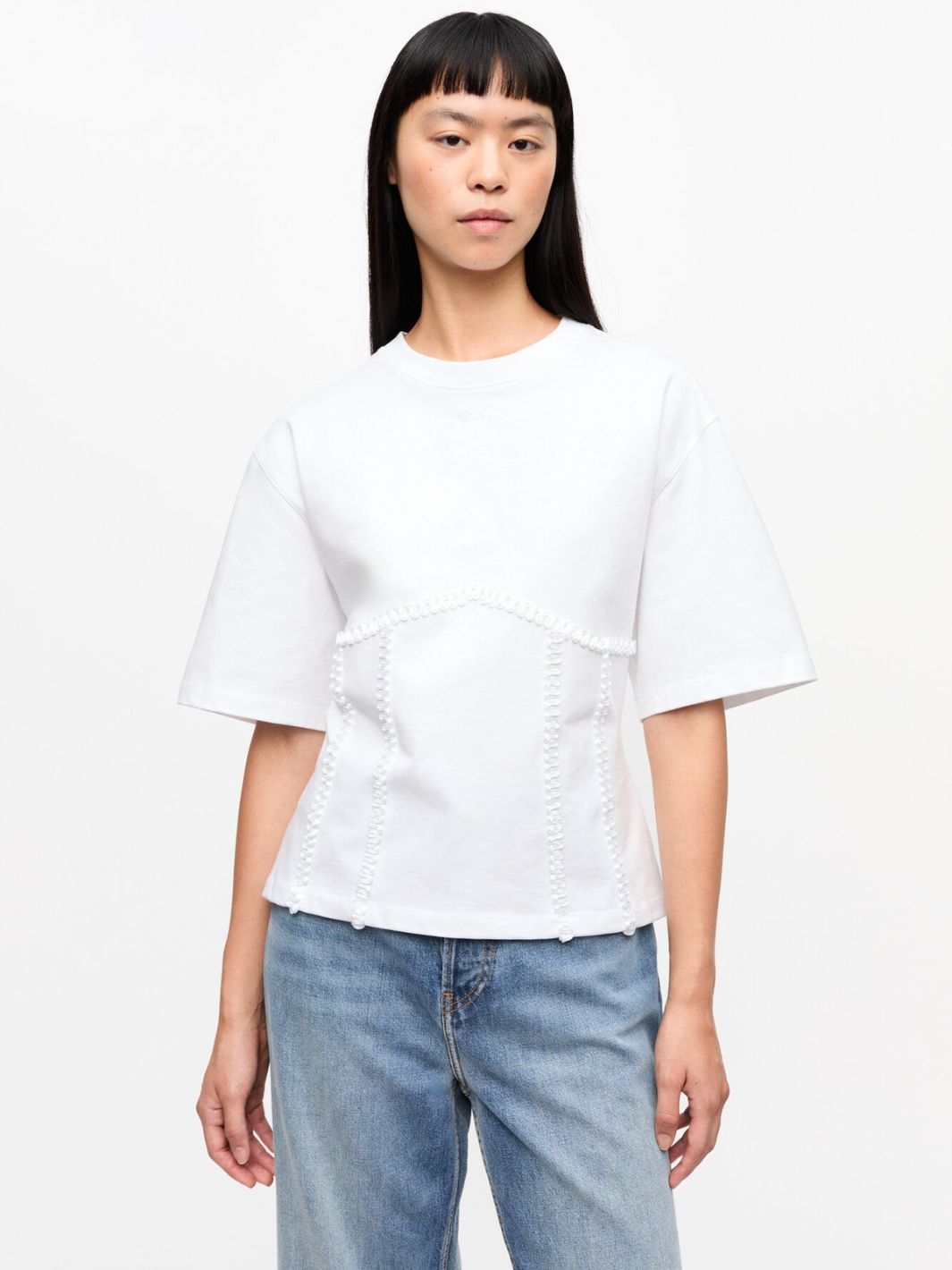 Ganni Tees & Longsleeves Topp | Heavy Cotton Tie Back Waisted T-Shirt