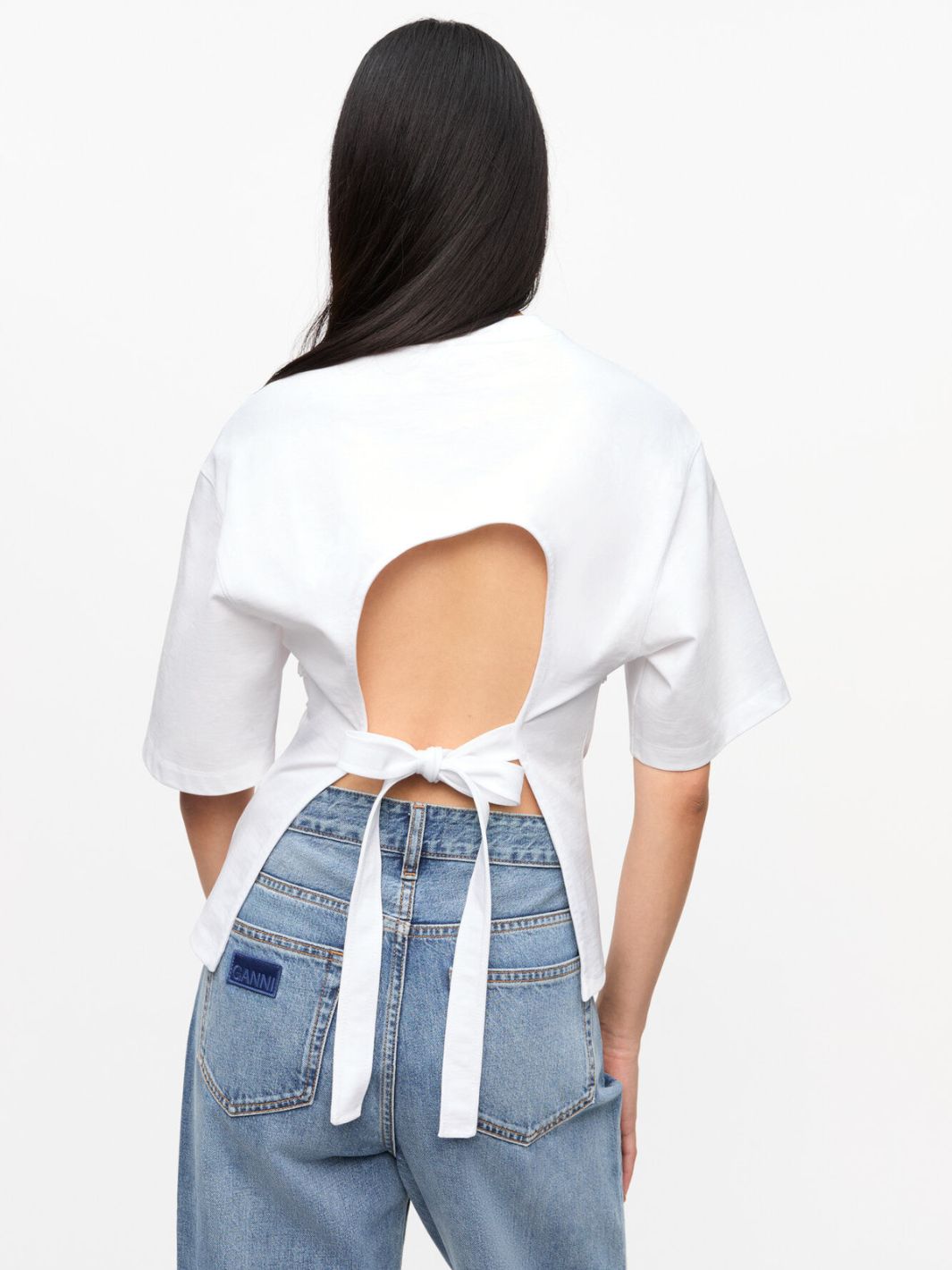 Ganni Tees & Longsleeves Topp | Heavy Cotton Tie Back Waisted T-Shirt