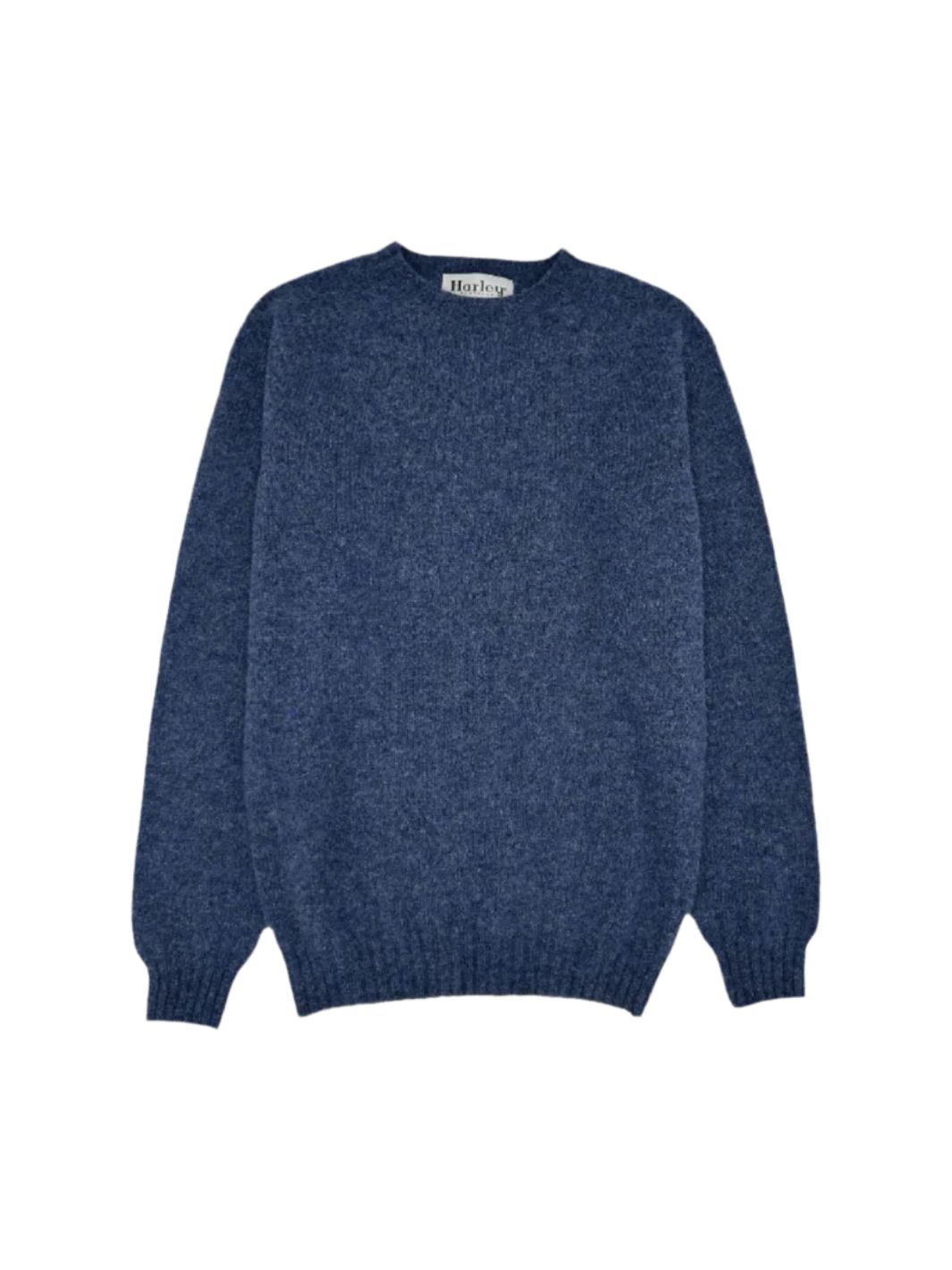 Harley of Scotland Sweaters Genser | M Crew Neck Sweater Shaggy Denim Blue