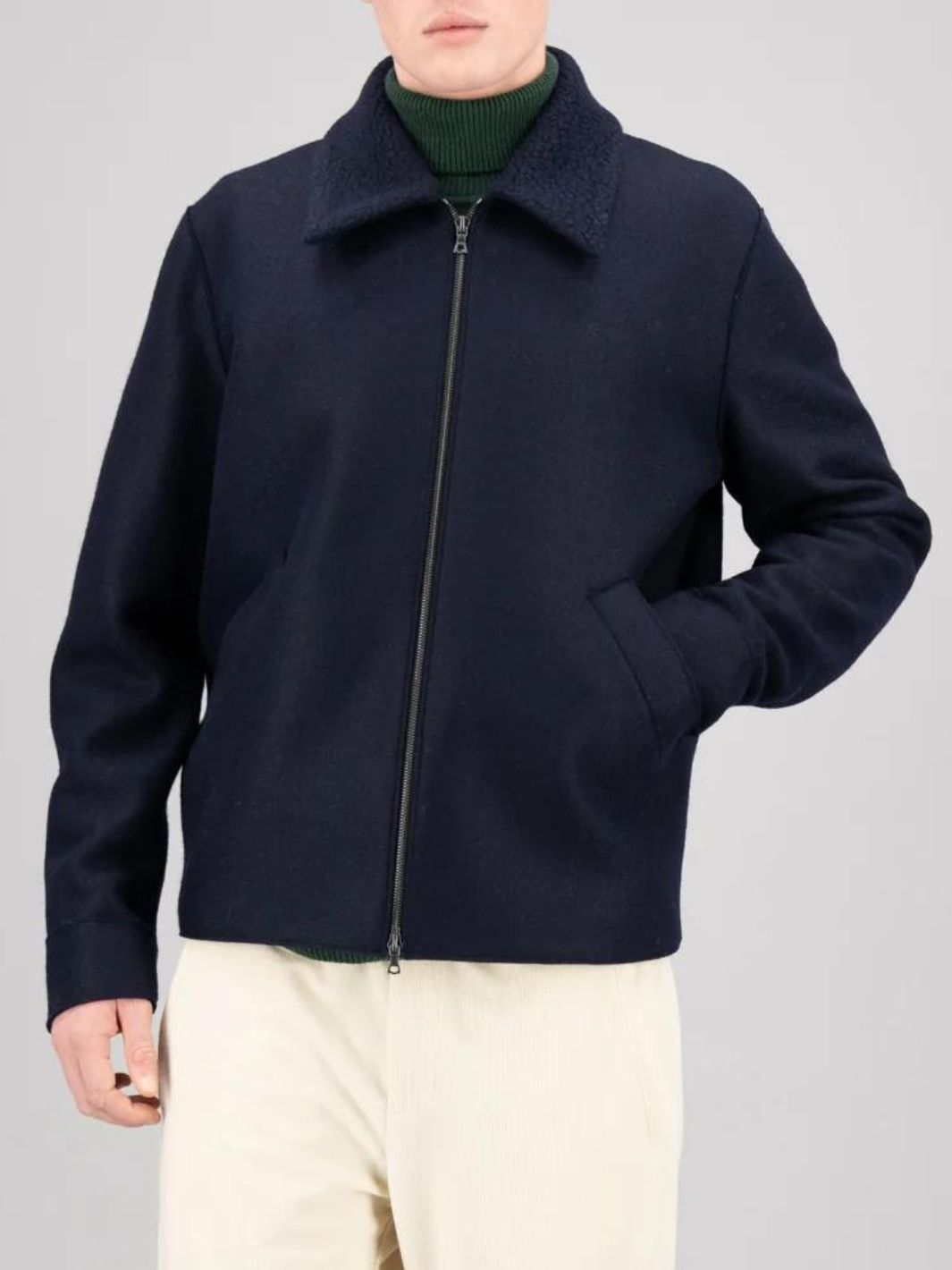 Harris Wharf London Outerwear Jakke | Golf Jacket Pressed Wool Navy