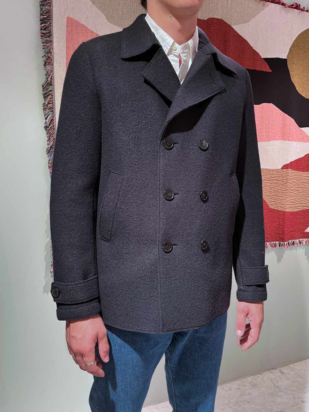 Harris Wharf London Outerwear Jakke | Peacoat Boiled Wool Navy