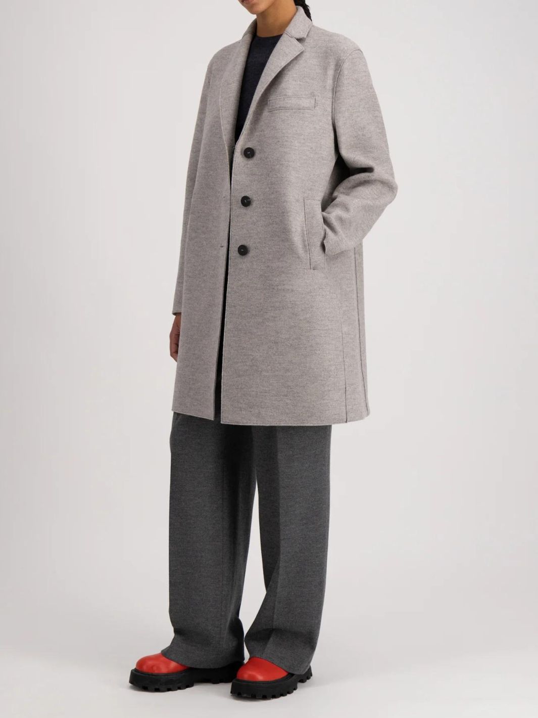 Harris Wharf London Outerwear Kåpe | Topcoat Pressed Wool Stone Melange