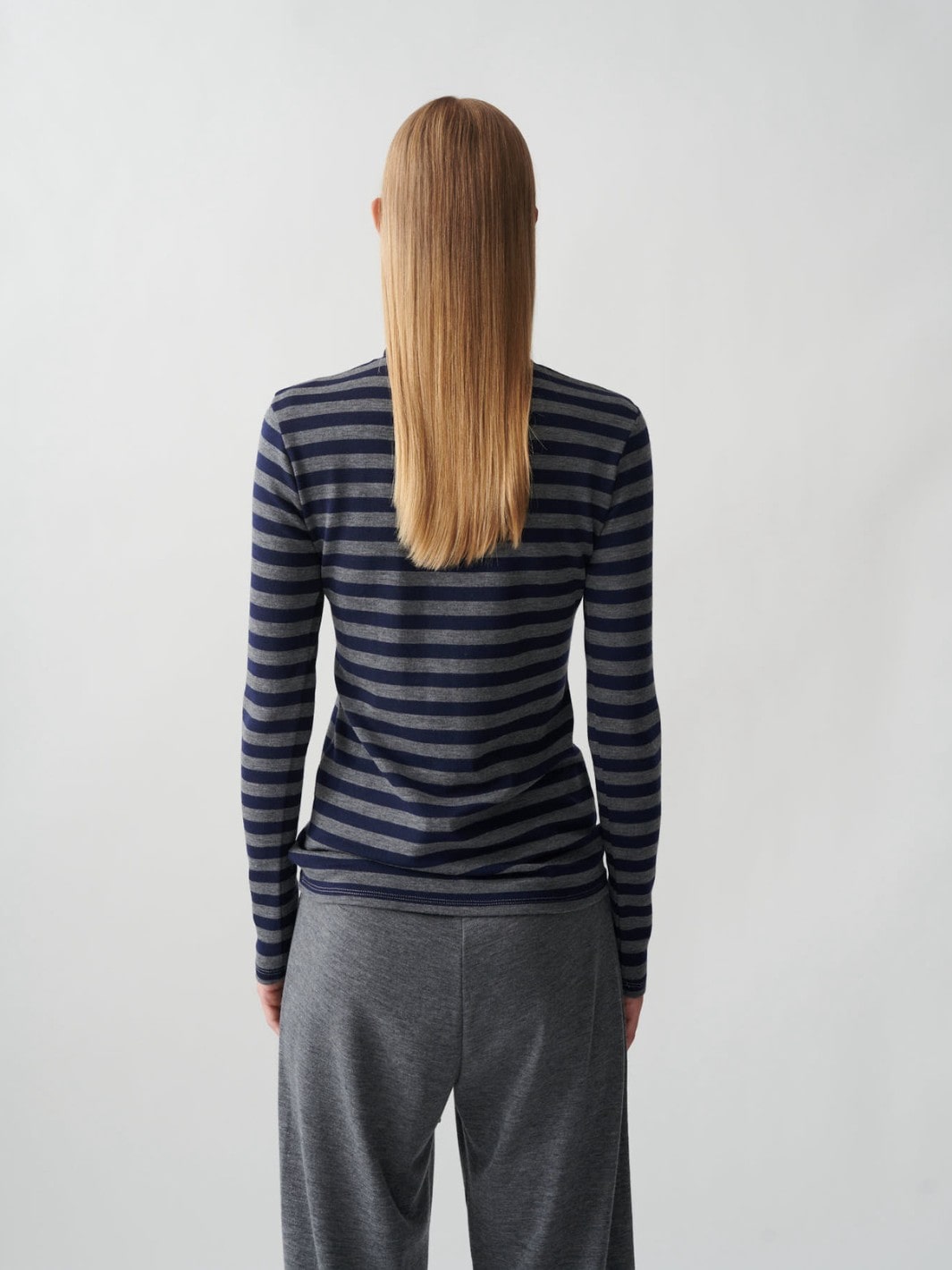 Julie Josephine Sweaters Genser | Camilla Wool Blue Grey Stripe