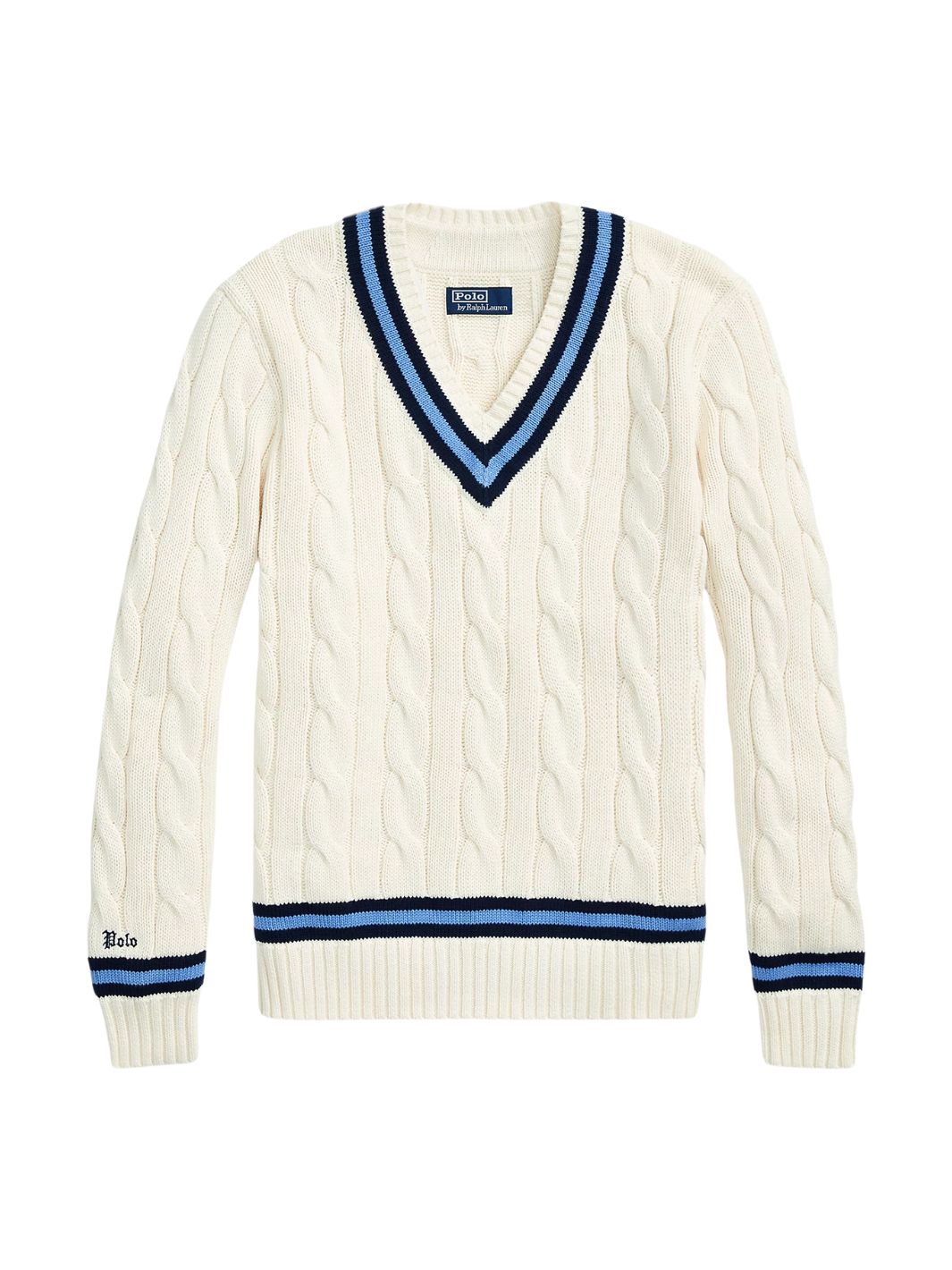 Polo Ralph Lauren Knit Genser | Cable V-Neck White