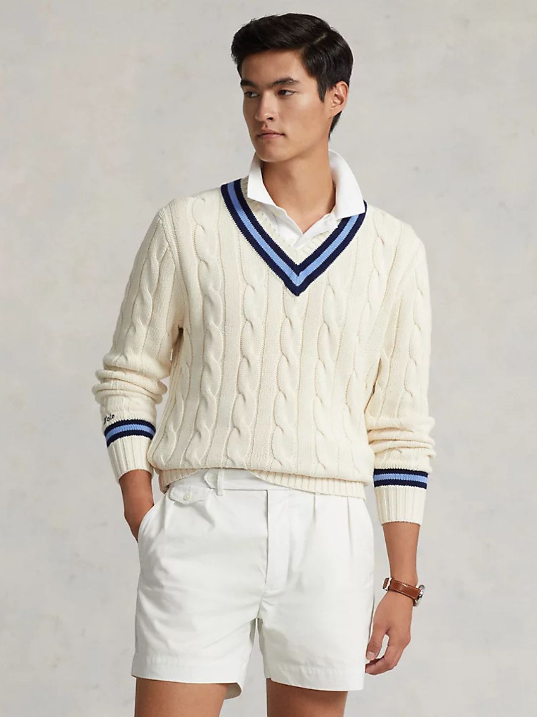 Polo Ralph Lauren Knit Genser | Cable V-Neck White