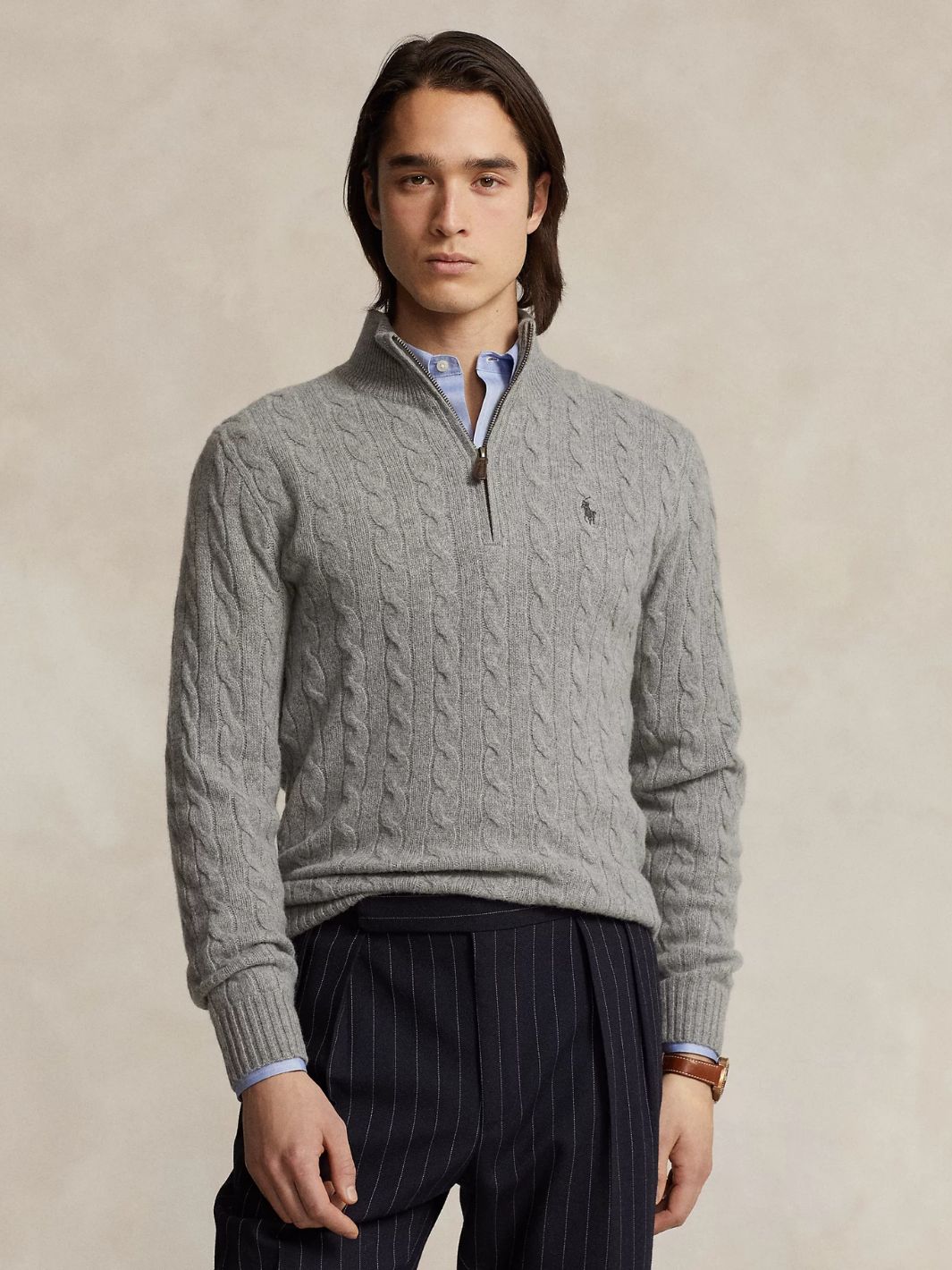 Polo Ralph Lauren Sweaters Genser | Cable Cashmere Half-Zip Grey