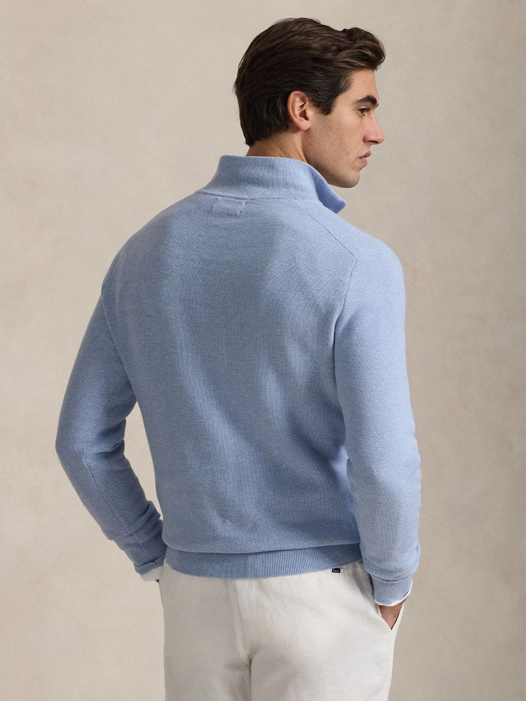 Polo Ralph Lauren Sweaters Genser | Half-Zip Neck Stripe Cotton Lyseblå