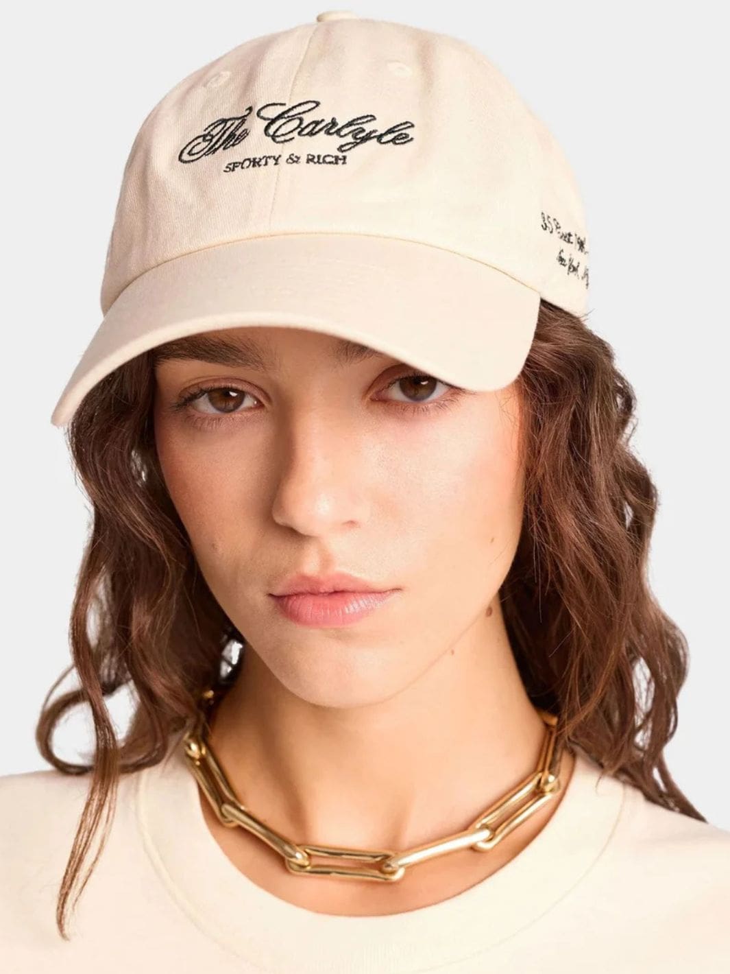 Sporty & Rich Accessories Cap | The Carlyle Souvenir Cotton Hat Cream