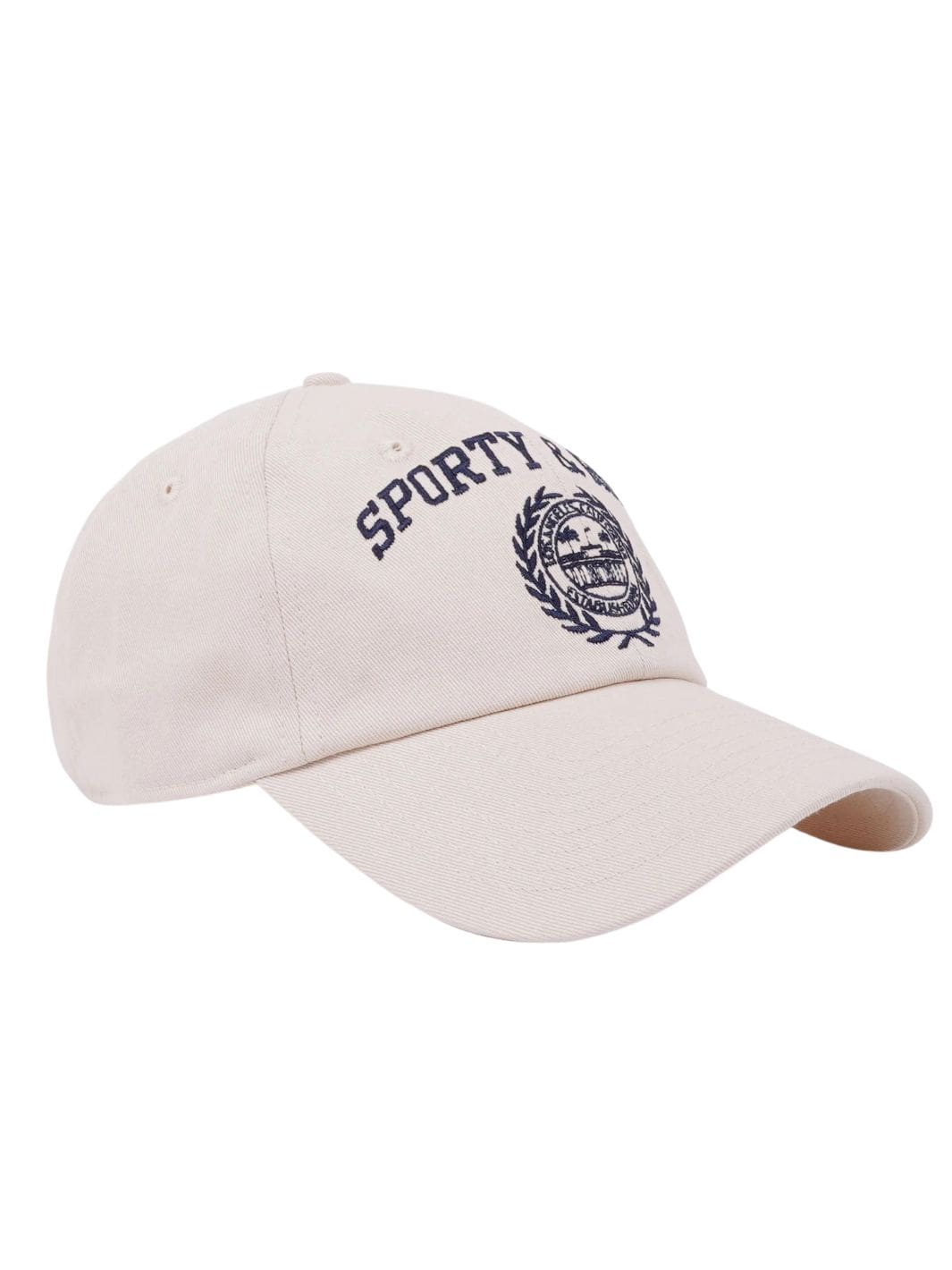 Sporty & Rich Accessories Cap | Varsity Crest Embroidered Hat Cream/Navy