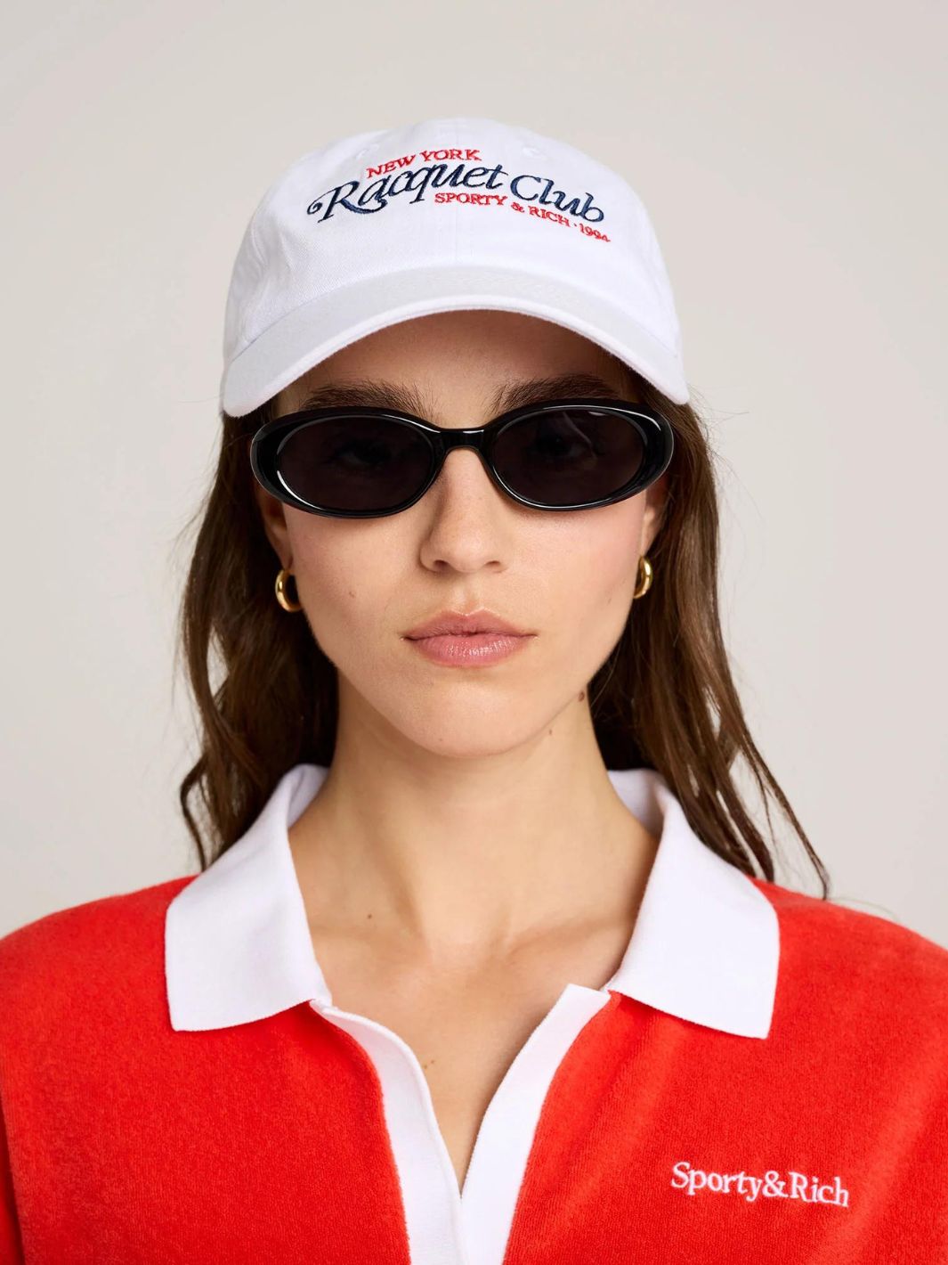 Sporty & Rich Accessories Hat | 94 Racquet Club Hat White/Navy/Red