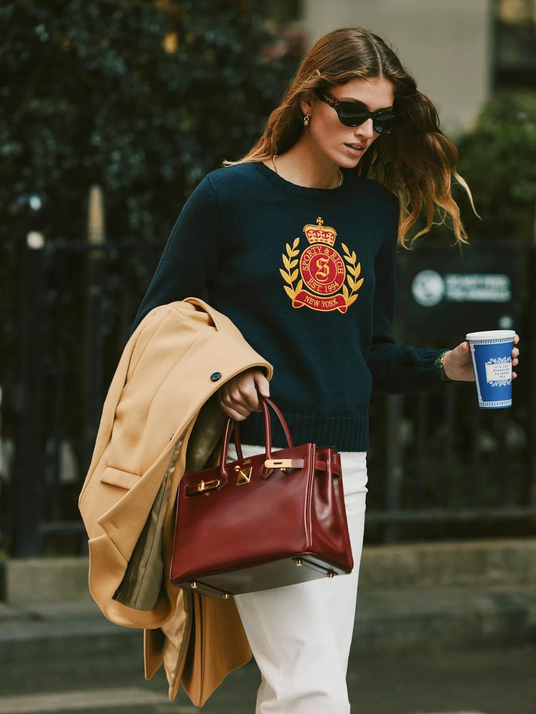 Sporty & Rich Knit Genser | NY Crest Knittet Crewneck