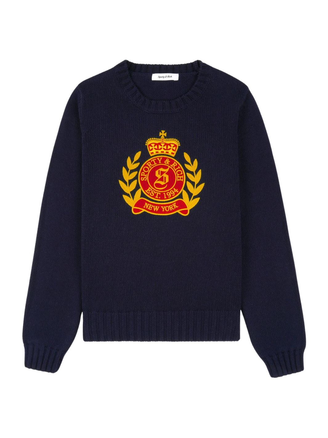 Sporty & Rich Knit Genser | NY Crest Knittet Crewneck