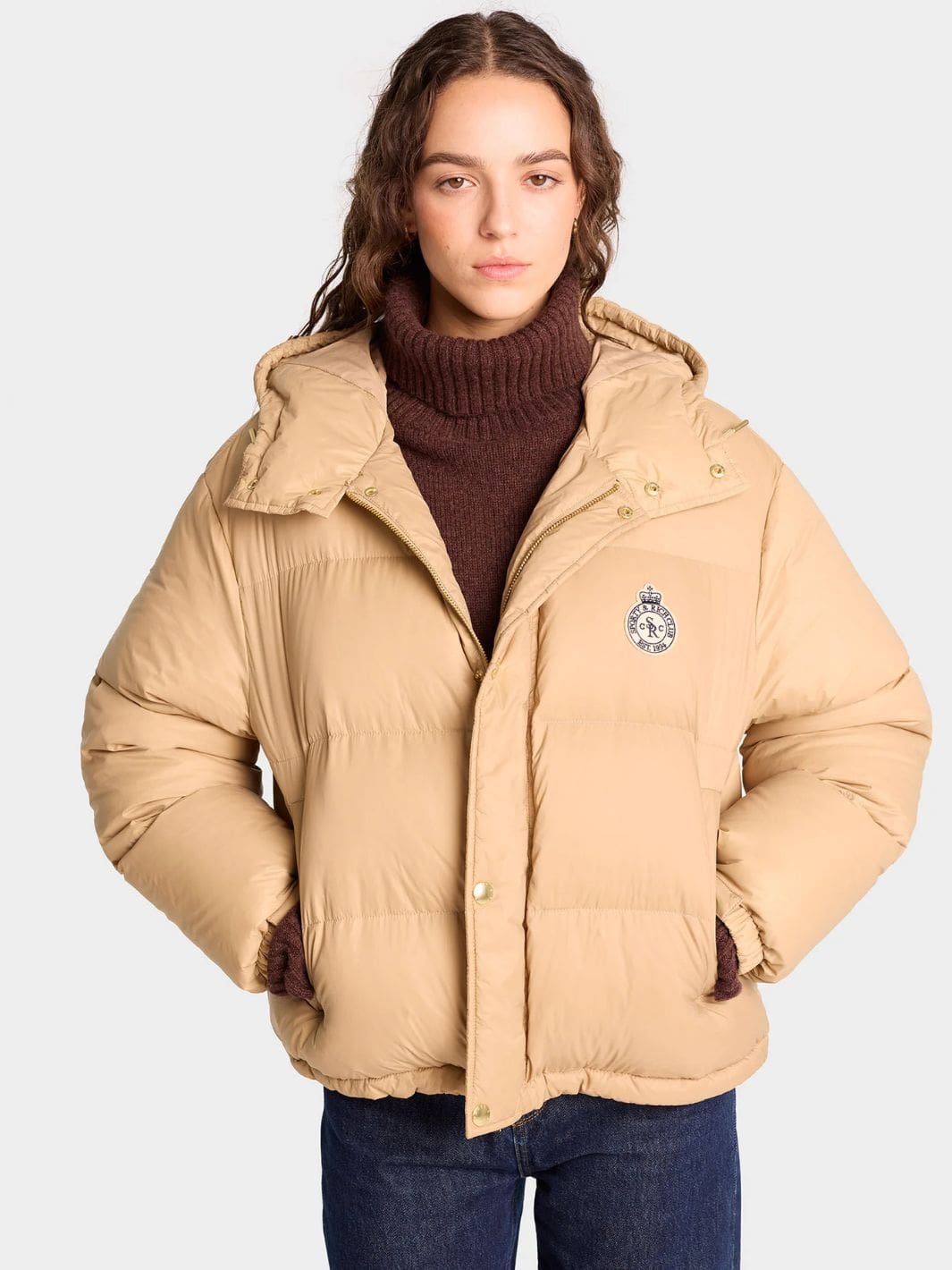 Sporty & Rich Outerwear Jakke | Crown Logo Hooded Puffer Jacket