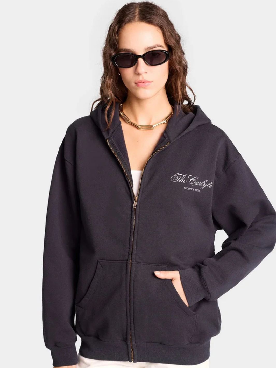 Sporty & Rich Sweaters Genser | Carlyle Souvenir Zipper Hoodie