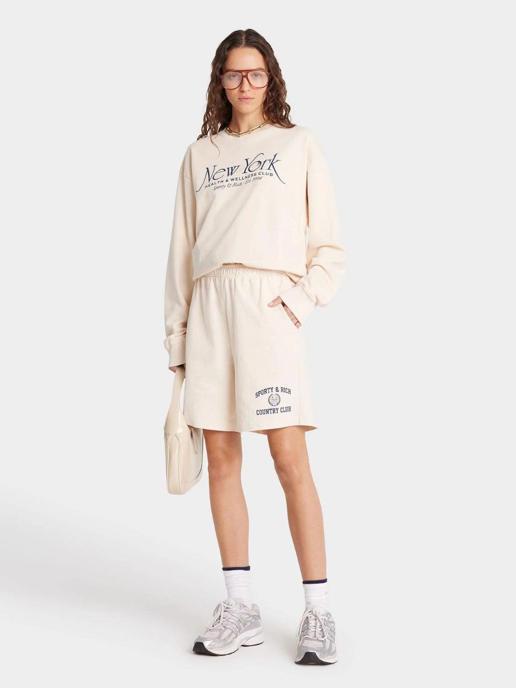 Sporty & Rich Sweaters Genser | NY 94 Crewneck Cream/Navy