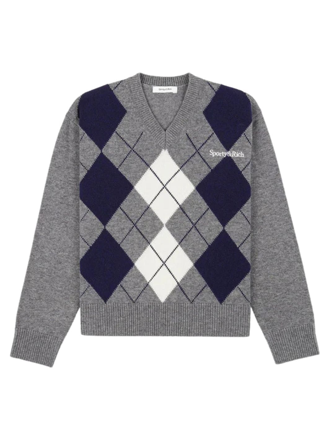 Sporty & Rich Sweaters Genser | Serif Logo Argyle Sweater