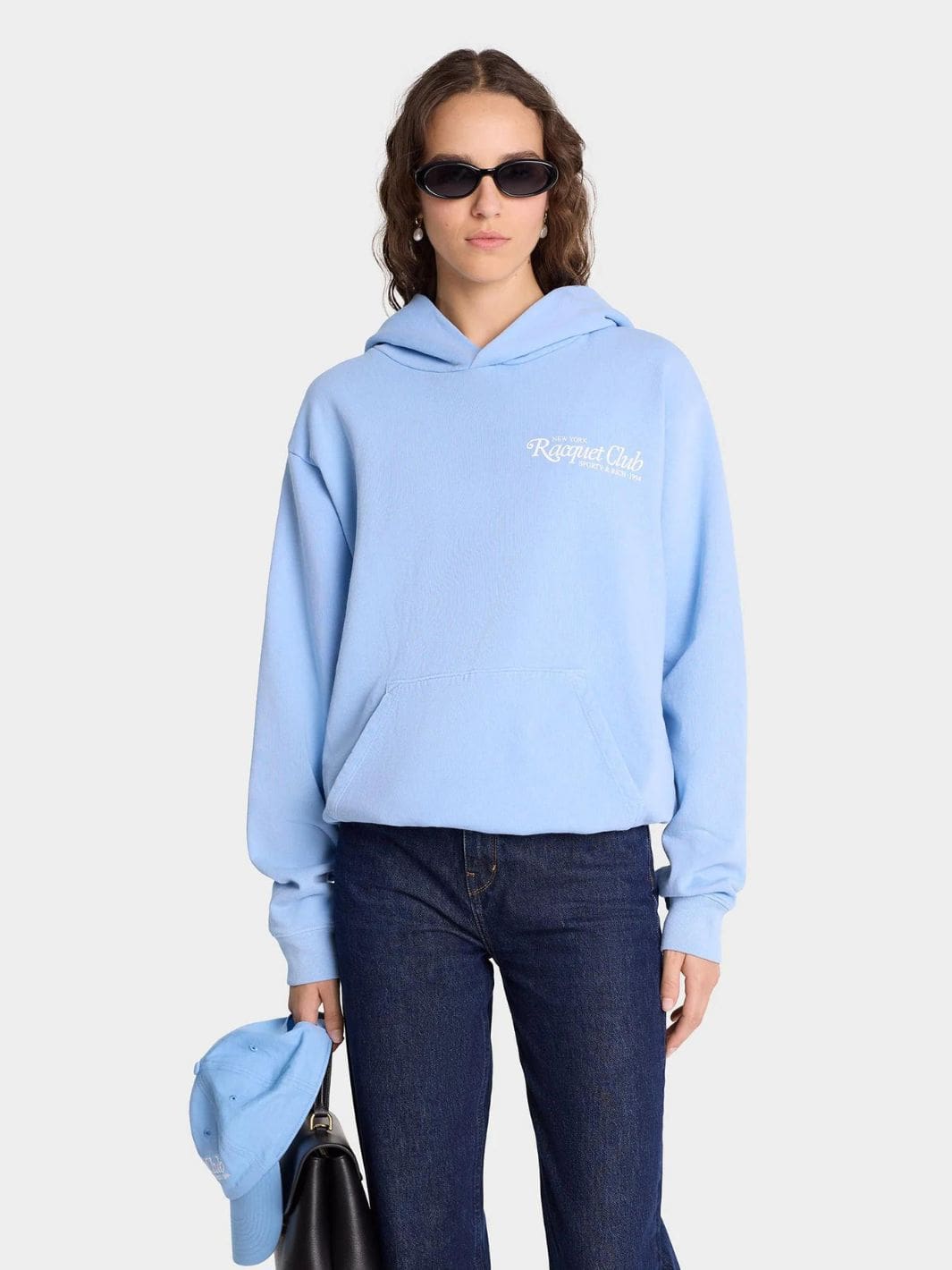 Sporty & Rich Sweaters Hettegenser | 94 Racquet Club Hoodie Sky Blue/White