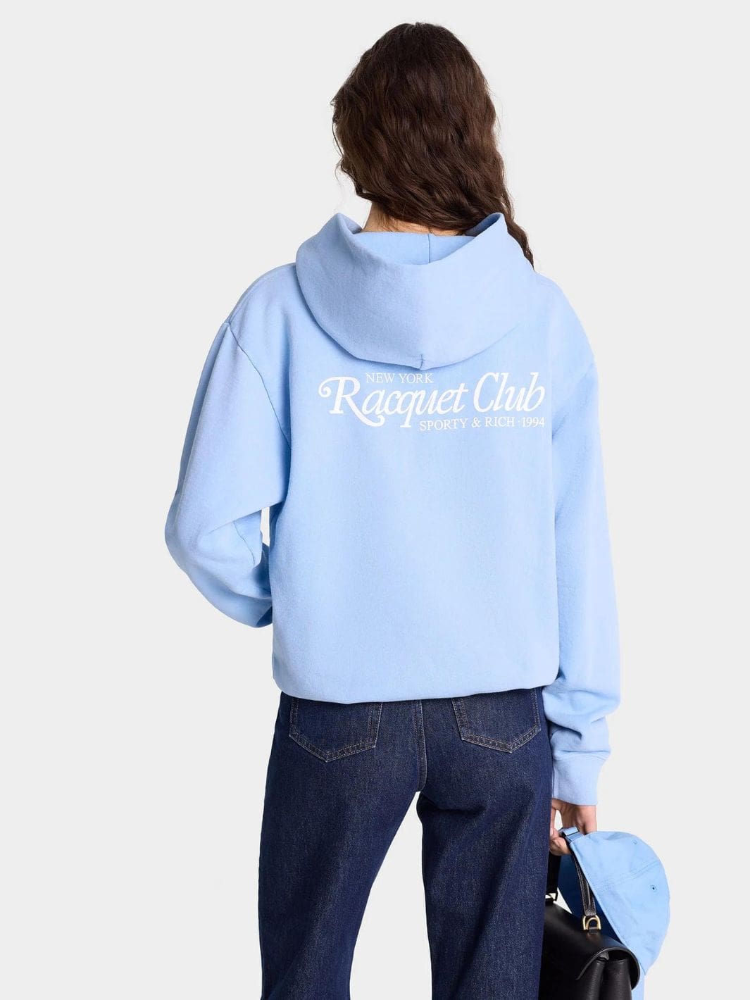 Sporty & Rich Sweaters Hettegenser | 94 Racquet Club Hoodie Sky Blue/White