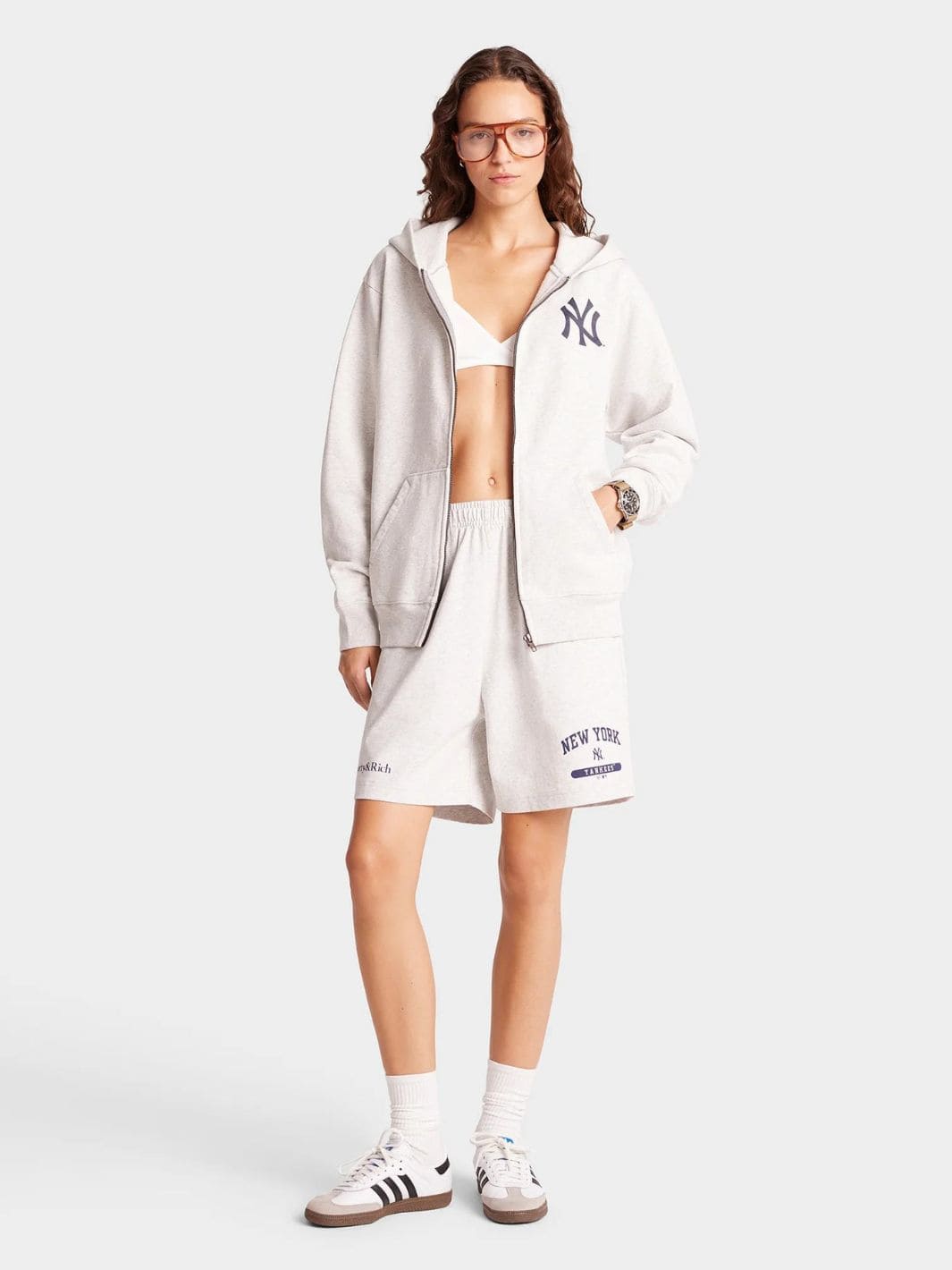 Sporty & Rich Sweaters Hettejakke | Yankees Serif Zip Hoodie