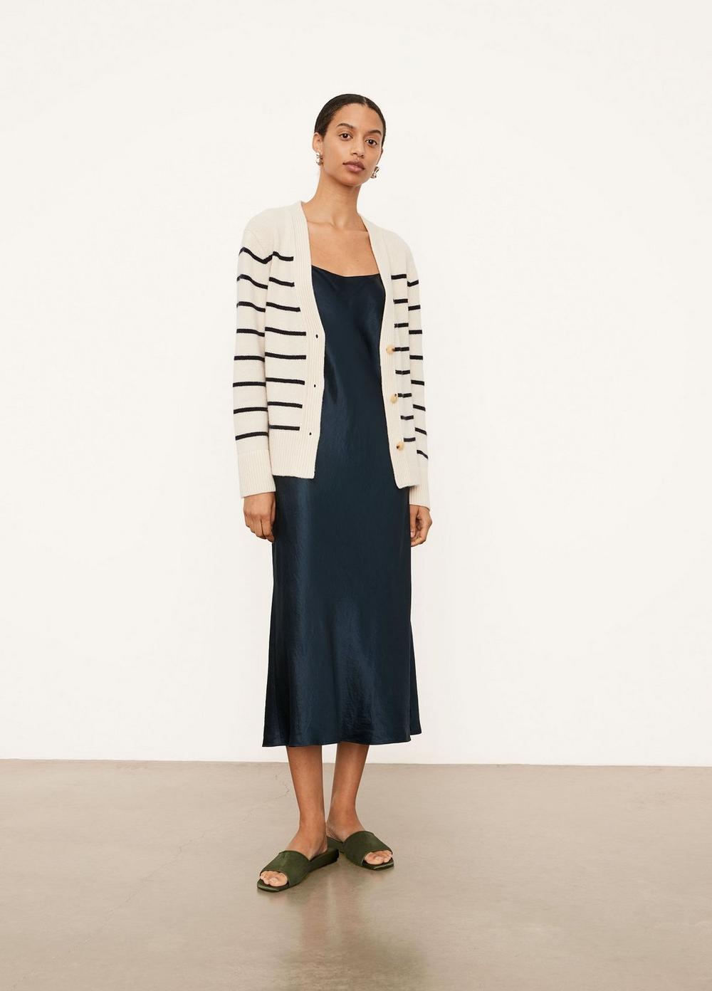 Vince Knit M / Oat/Coastal Breton Stripe Cardigan