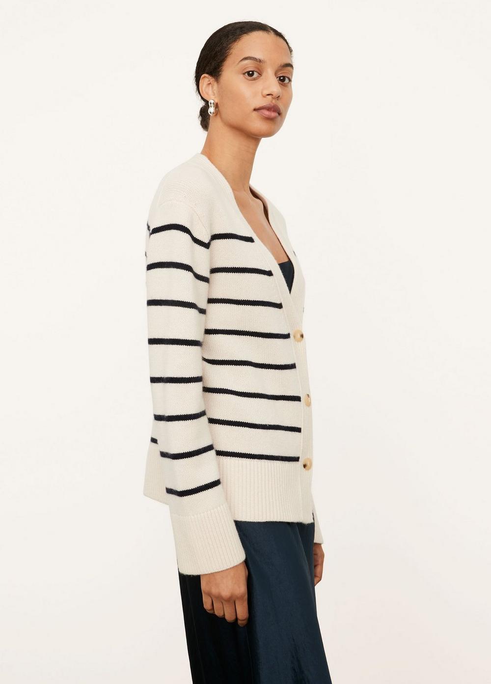 Vince Knit M / Oat/Coastal Breton Stripe Cardigan