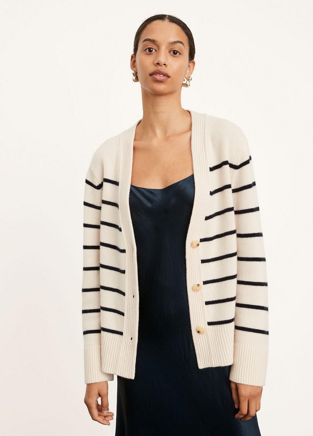 Vince Knit M / Oat/Coastal Breton Stripe Cardigan